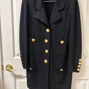 St John Collection Elegant Pant Black Suit with Gold Buttons